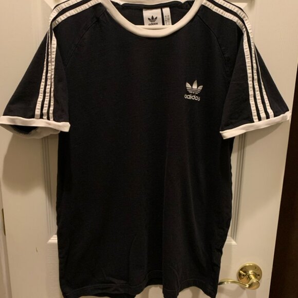 Adidas Original Short Sleeve 3 Stripe Essential California Tee Mens Size Large - Picture 1 of 5